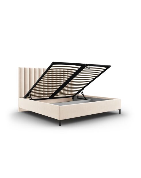 Apollo lichtbeige kofferbed met fluwelen hoofdeinde - 220x190x130cm