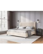 Apollo lichtbeige kofferbed met fluwelen hoofdeinde - 220x190x130cm