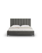 Lit Coffre Avec Tête de Lit en velours Apollo gris clair - 220x210x130cm
