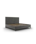 Lit Coffre Avec Tête de Lit en velours Apollo gris clair - 220x210x130cm