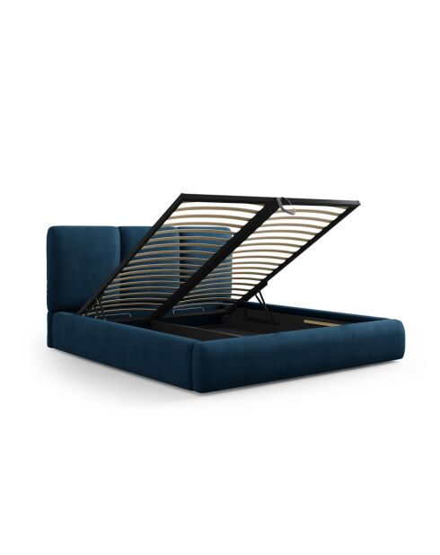 Borstbed met Chenille hoofdbord Bona koningsblauw - 220x180x100cm