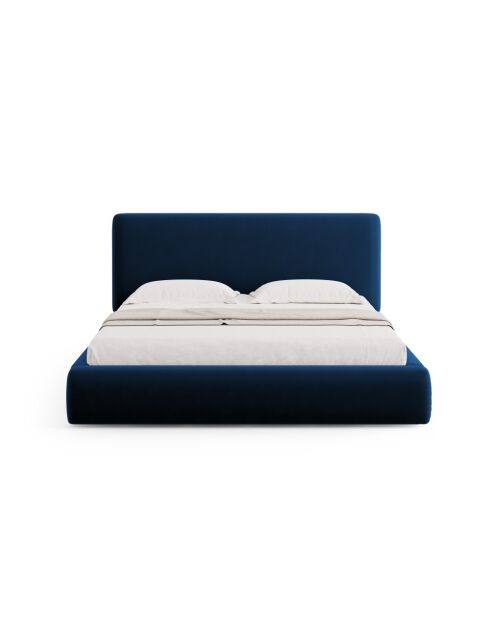 Lit Coffre Avec Tête de Lit en velours Colonel bleu roi - 220x220x100cm