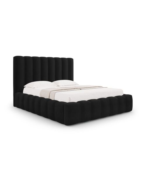 Brustbett mit Samtkopfteil Gina schwarz - 230x185x125cm