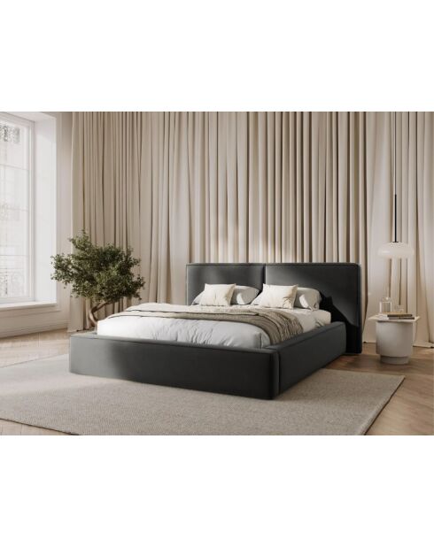 Arendal Kofferbett aus Samt hellgrau - 210x166x100cm