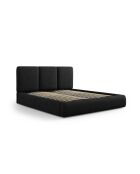 Lit Coffre Avec Tête de Lit en chenille Bona noir - 220x180x100cm