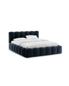 Borstbed met donkerblauw Senna tweepersoons fluwelen hoofdeinde - 226x186x95cm