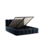 Borstbed met donkerblauw Senna tweepersoons fluwelen hoofdeinde - 226x186x95cm