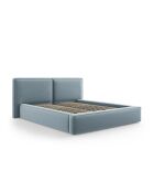 Arendal lichtblauw tweepersoons fluwelen bed met fluwelen hoofdeinde - 228x251x97,5cm