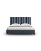 Lit Coffre Avec Tête de Lit en tissu structurel Apollo bleu foncé - 220x210x130cm
