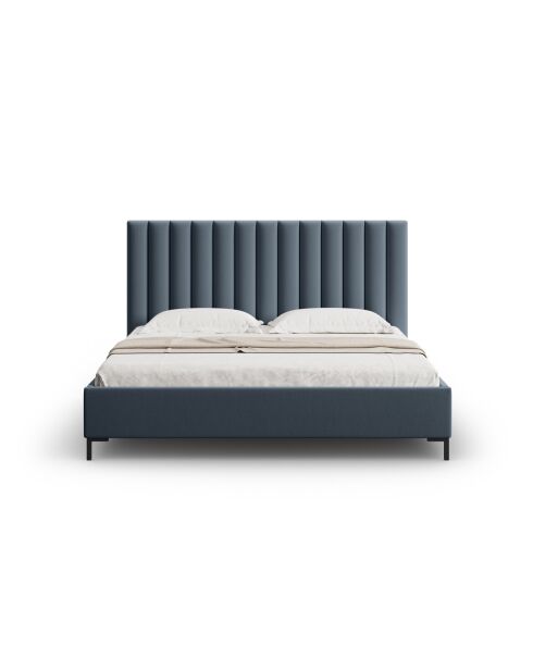 Lit Coffre Avec Tête de Lit en tissu structurel Apollo bleu foncé - 220x210x130cm