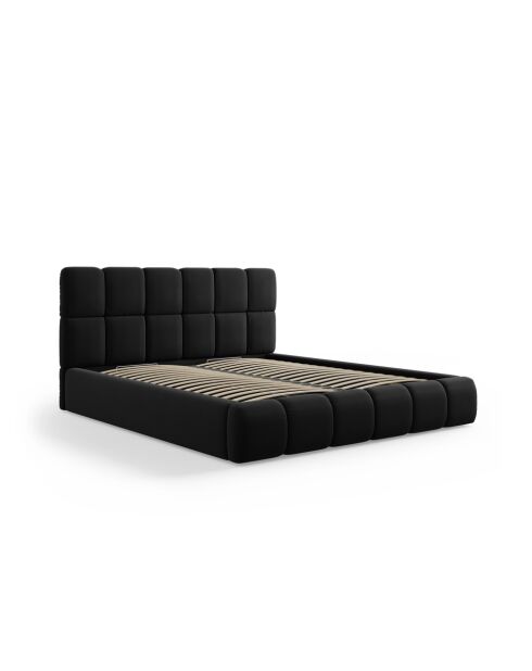 Schlafcouch mit Kopfteil aus schwarzem Sauerampfer-Samt, 220 x 200 x 100 cm