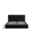 Schlafcouch mit Kopfteil aus schwarzem Sauerampfer-Samt, 220 x 200 x 100 cm