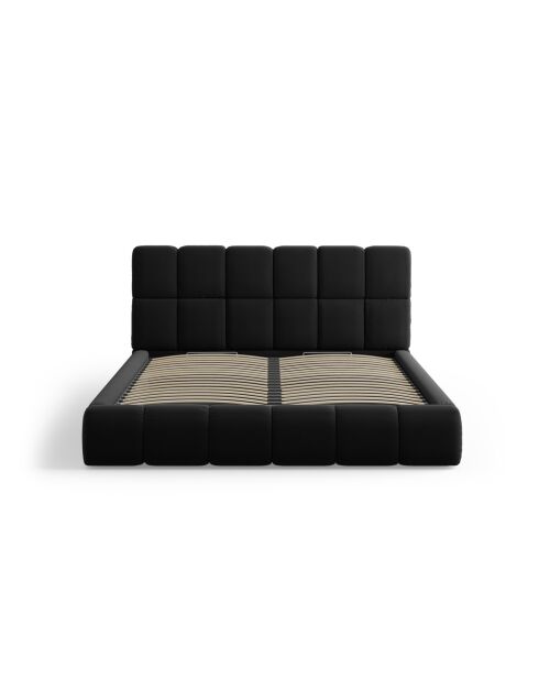 Schlafcouch mit Kopfteil aus schwarzem Sauerampfer-Samt, 220 x 200 x 100 cm