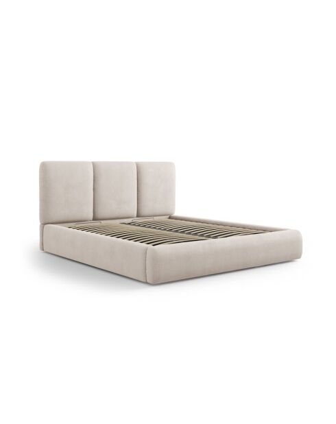 Bedkast met Chenille hoofdbord Bona beige - 220x200x100cm