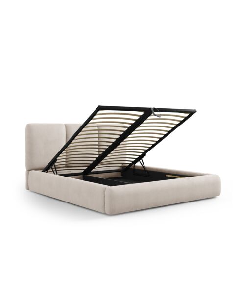 Bedkast met Chenille hoofdbord Bona beige - 220x200x100cm