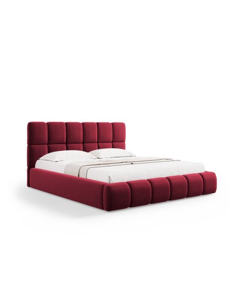 Schlafcouch mit Kopfteil aus rotem Sauerampfer-Samt, 220 x 160 x 100 cm