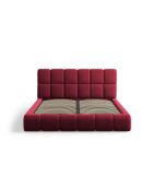 Schlafcouch mit Kopfteil aus rotem Sauerampfer-Samt, 220 x 160 x 100 cm
