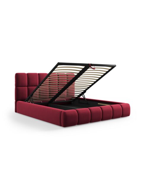 Schlafcouch mit Kopfteil aus rotem Sauerampfer-Samt, 220 x 160 x 100 cm