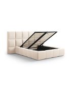 Lit Coffre Avec Tête de Lit en velours Double Isa beige clair - 230x250x125cm