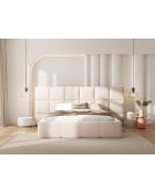Lit Coffre Avec Tête de Lit en velours Double Isa beige clair - 230x250x125cm