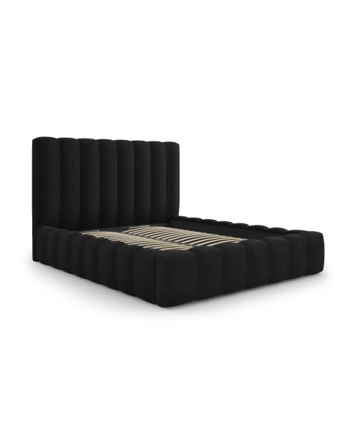 Brustbett mit Samtkopfteil Gina schwarz - 230x205x125cm
