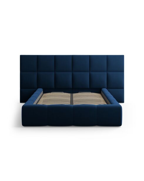 Lit Coffre Avec Tête de Lit en velours Double Isa bleu roi - 230x250x125cm