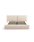Lit Coffre Avec Tête de Lit en velours Double Arendal beige clair - 228x194x97.5cm