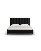 Lit Coffre Avec Tête de Lit en velours Apollo noir - 220x210x130cm