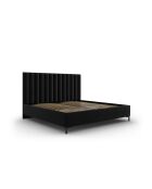 Lit Coffre Avec Tête de Lit en velours Apollo noir - 220x210x130cm