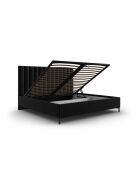 Lit Coffre Avec Tête de Lit en velours Apollo noir - 220x210x130cm