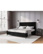Lit Coffre Avec Tête de Lit en velours Apollo noir - 220x210x130cm