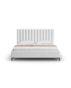 Apollo Kofferbed met hoofdeinde in koude lichtgrijze structuurstof - 220x170x130cm