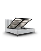 Apollo Kofferbed met hoofdeinde in koude lichtgrijze structuurstof - 220x170x130cm