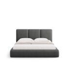Bedkast met Chenille hoofdbord Bona donkergrijs - 220x160x100cm