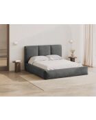 Bedkast met Chenille hoofdbord Bona donkergrijs - 220x160x100cm