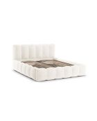 Brustbett mit Chenille-Kopfteil Senna hellbeige — 226 x 206 x 95 cm