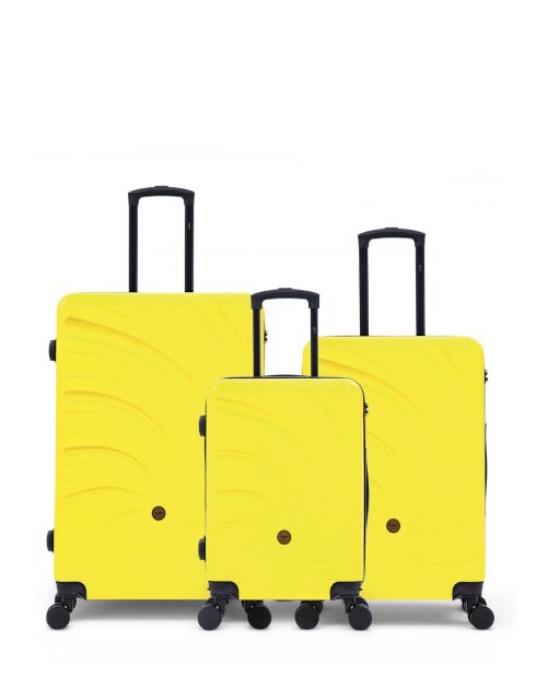 Set van 3 grote koffers, weekend en cabine Serena 77/67/57 cm geel
