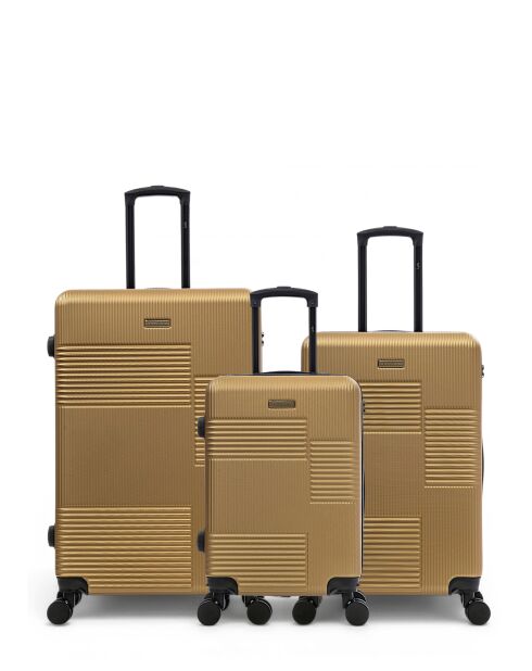 Set van 3 grote koffers, weekend en cabine Livia 77/67/57 cm donkerbeige