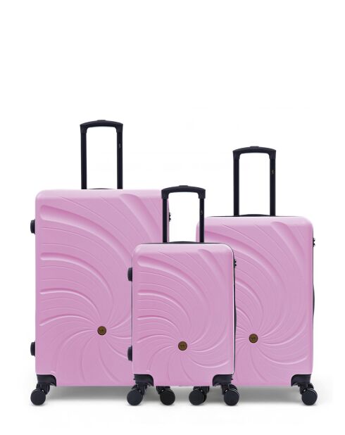 Set mit 3 großen Koffern, Wochenende und Kabine Serena 77/67/57 cm rosa