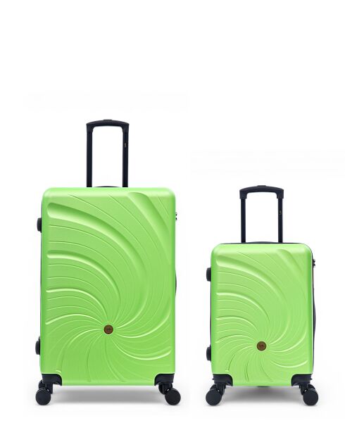 Set van 2 grote koffers en cabine Serena 77/57 cm groen