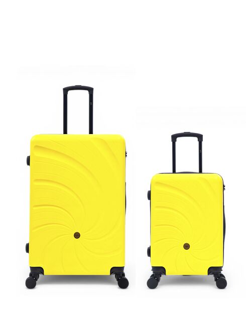 Set di 2 valigie grandi e cabina Serena 77/57 cm gialle