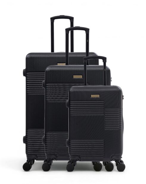 3er-Set — Livia 77/66/57 cm, schwarz, groß, Wochenend- und Handgepäckkoffer