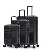 3er-Set — Livia 77/66/57 cm, schwarz, groß, Wochenend- und Handgepäckkoffer