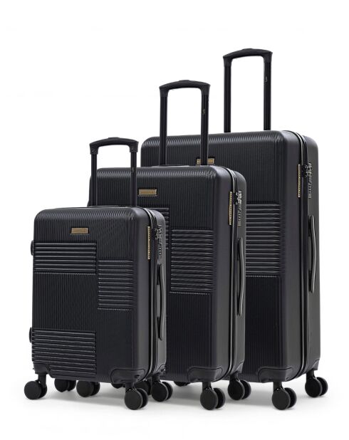 3er-Set — Livia 77/66/57 cm, schwarz, groß, Wochenend- und Handgepäckkoffer