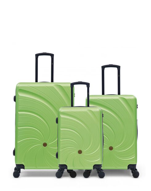 Set mit 3 großen Koffern, Wochenende und Kabine Serena 77/67/57 cm grün