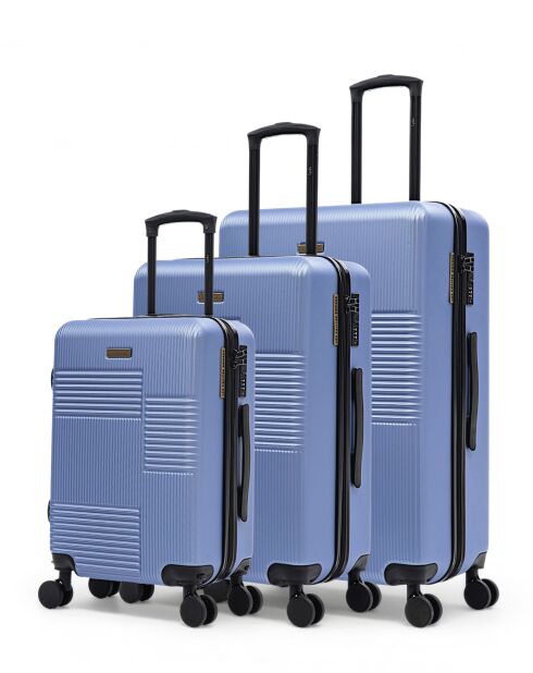 Set van 3 - Livia 77/66/57 cm blauwe grote koffers, weekend- en hutkoffers