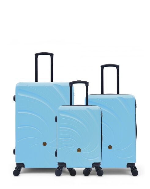 Set van 3 grote koffers, weekend en cabine Serena 77/67/57 cm hemelsblauw