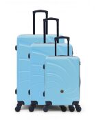Set van 3 - Serena 77/67/57 cm hemelsblauwe grote koffers, weekend en cabine