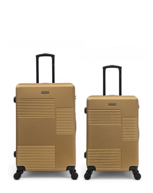 Set van 2 grote en weekendkoffers Livia 77/67 cm donkerbeige