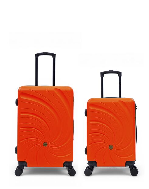 Set mit 2 orangefarbenen Wochenend- und Kabinenkoffern Serena 67/57 cm